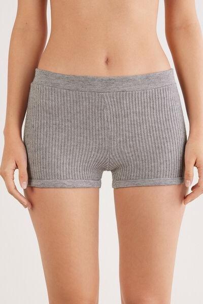 Grey Tricot-Effect Viscose Shorts, 5601_043K, medium