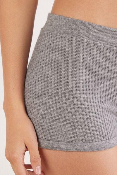 Grey Tricot-Effect Viscose Shorts, 5601_043K, large image number 5