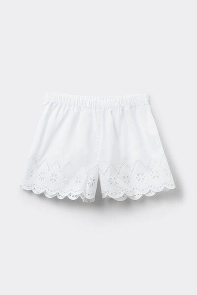 White Made With Love Cotton Broderie Shorts, White, large image number 3