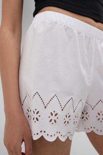 White Made With Love Cotton Broderie Shorts, White, large image number 5