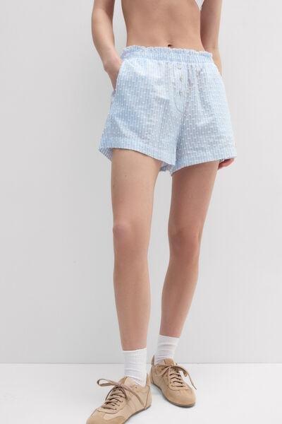 Blue Romantic Stripes Plumetis Cotton Canvas Shorts, 5601_117K, large image number 1