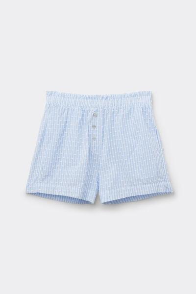 Blue Romantic Stripes Plumetis Cotton Canvas Shorts, 5601_117K, large image number 3