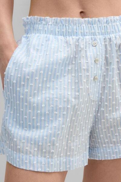 Blue Romantic Stripes Plumetis Cotton Canvas Shorts, 5601_117K, large image number 5