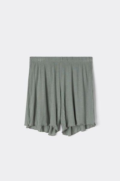 Green Soft Ribs Doll Stitch Modal Shorts, 5601_190K, large image number 3