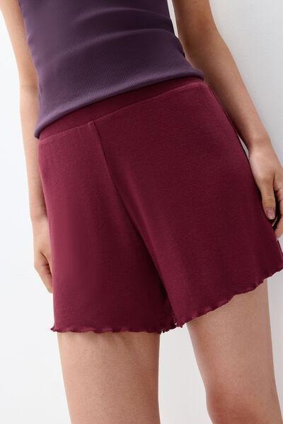 Red Lounging Around Modal And Silk Shorts, 5601_181K, large image number 4