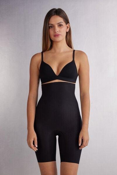 Black High-Waisted Light Shaping Shorts, Black, medium