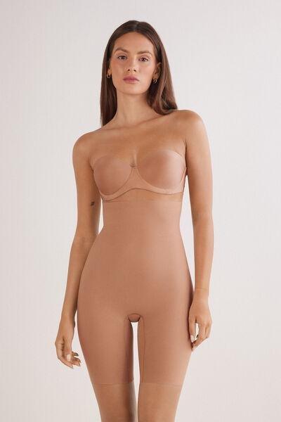 Beige Light Shaping High-Waisted Cotton Shorts, Medium Beige, large image number 0