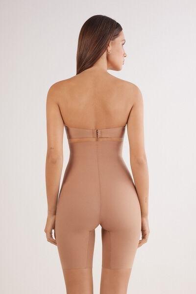 Beige Light Shaping High-Waisted Cotton Shorts, Medium Beige, large image number 3
