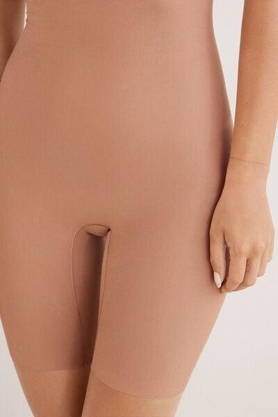 Beige Light Shaping High-Waisted Cotton Shorts, Medium Beige, large image number 5