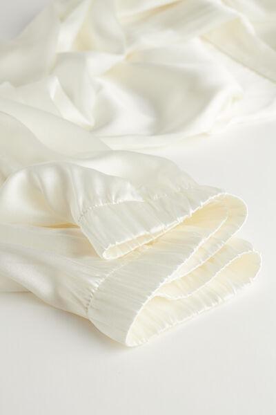 White Silk Satin Trousers, Powder White, medium