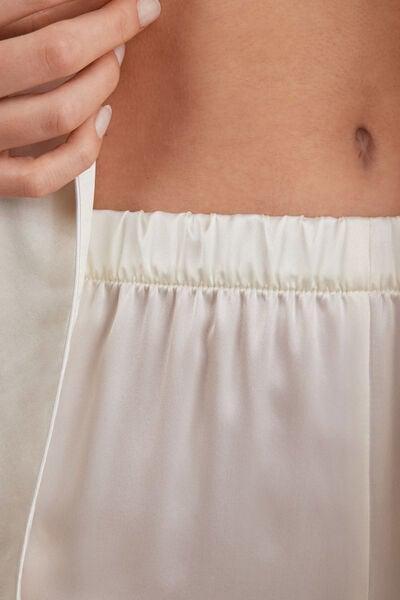 بنطلون نسائي من الساتان الحريري والحرير الأبيض, Powder White, large image number 10