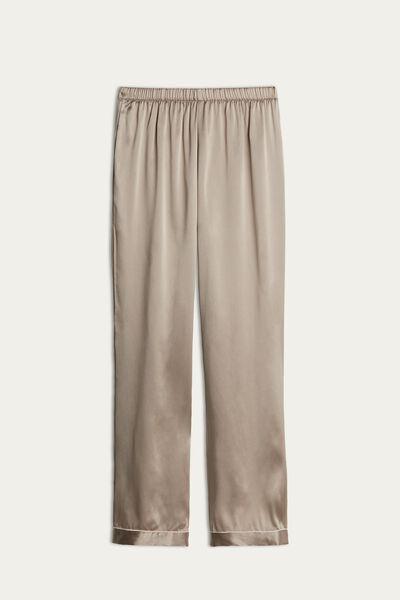 Beige Silk Satin Trousers, , large image number 4