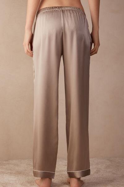 Beige Silk Satin Trousers, , large image number 6