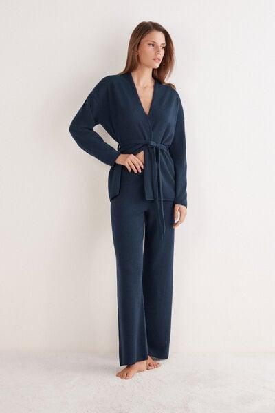 Navy Palazzo 100% Cashmere Pants, Intense Blue, large image number 0