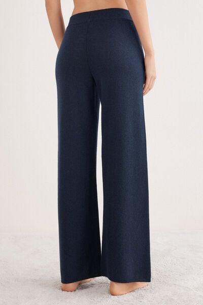 Navy Palazzo 100% Cashmere Pants, Intense Blue, large image number 2