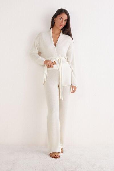 White Plain-Knit 100% Cashmere Palazzo Pants, 5601_711J, large image number 0