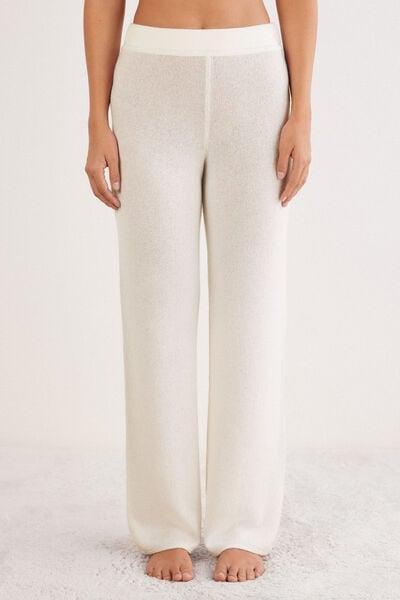White Plain-Knit 100% Cashmere Palazzo Pants, 5601_711J, large image number 1
