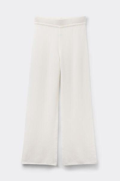 White Plain-Knit 100% Cashmere Palazzo Pants, 5601_711J, large image number 3
