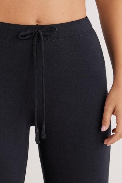 Black Modal And Cashmere Light Blend Palazzo Pants, Black, large image number 7