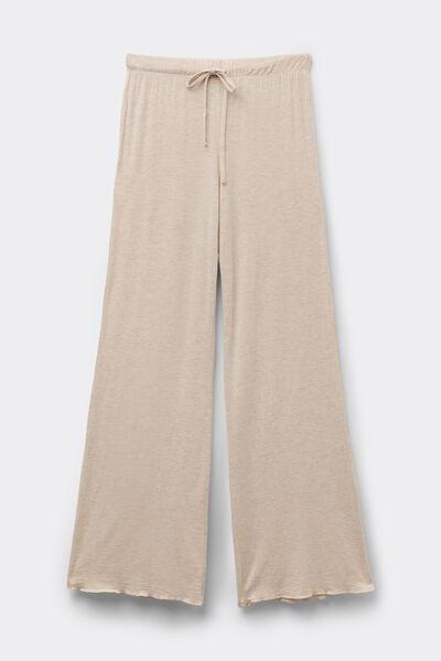 Beige Light Blend Modal Palazzo Pants, 5601_036K, large image number 2