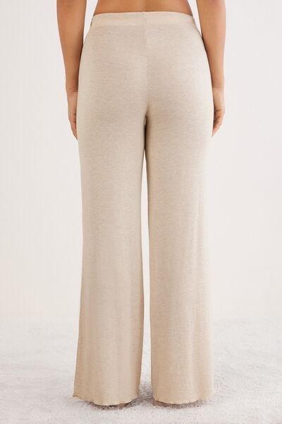 Beige Light Blend Modal Palazzo Pants, 5601_036K, large image number 3
