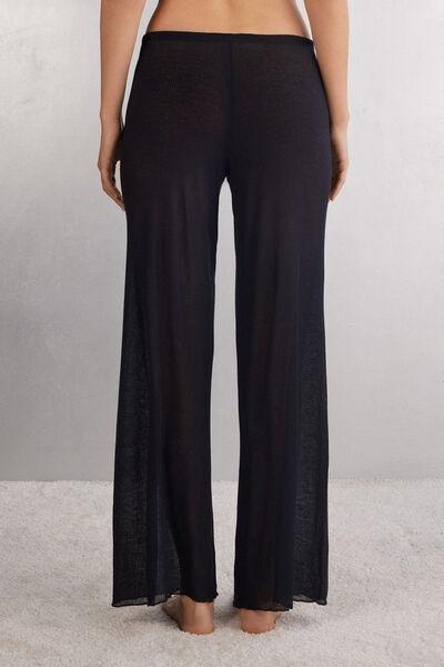 Black Cashmere Palazzo Trousers, , large image number 3