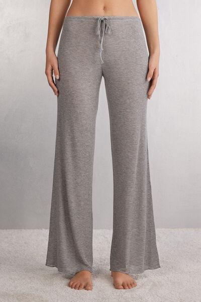 Grey Cashmere Palazzo Trousers, , large image number 0