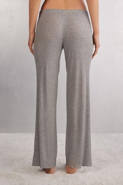 Grey Cashmere Palazzo Trousers, , large image number 3