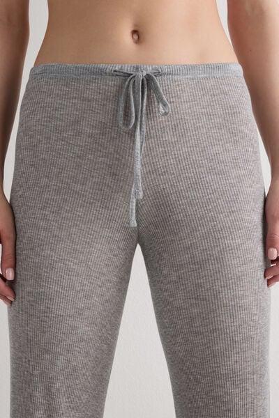 Grey Cashmere Palazzo Trousers, 5601_862J, large image number 5