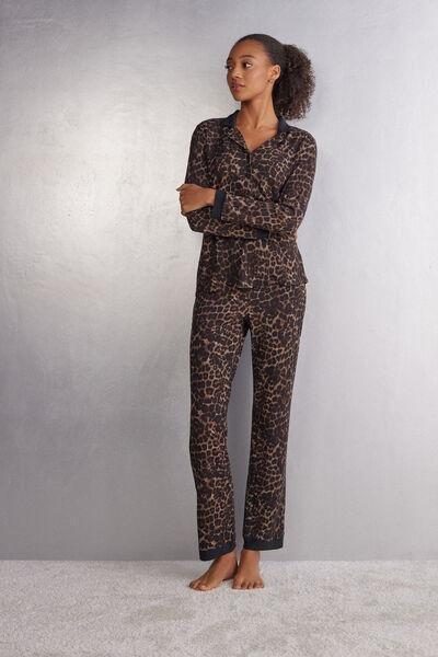 Multicolour Luxurious Leopard Modal Trousers, 5601_774J, large image number 1