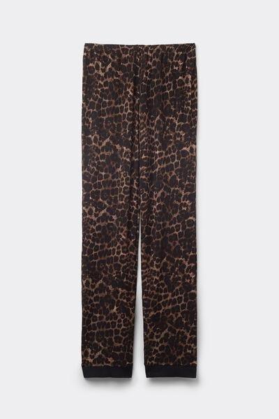 Multicolour Luxurious Leopard Modal Trousers, 5601_774J, large image number 2