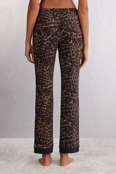 Multicolour Luxurious Leopard Modal Trousers, 5601_774J, large image number 3