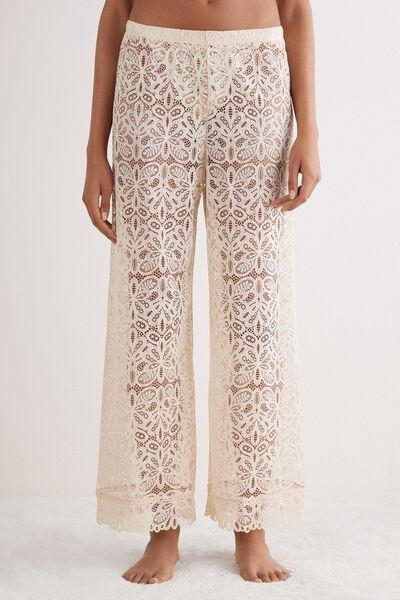 Beige Italian Riviera Lace Trousers, , large image number 0