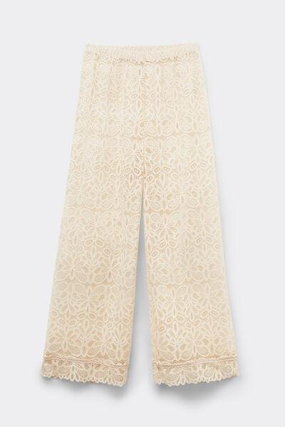 Beige Italian Riviera Lace Trousers, , large image number 1