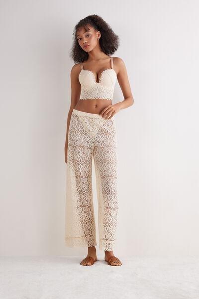Beige Italian Riviera Lace Trousers, , large image number 2