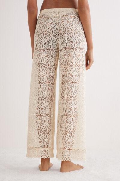 Beige Italian Riviera Lace Trousers, , large image number 3