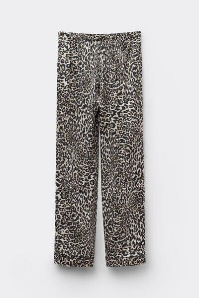 Beige A Moment Of Glamour Animal Print Silk Pyjama Bottoms, 5601_029K, large image number 2