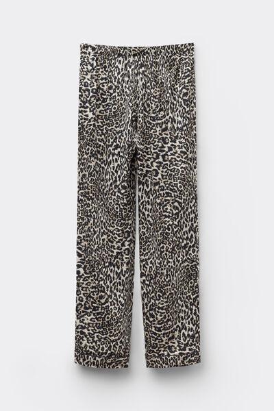 Beige A Moment Of Glamour Animal Print Silk Pyjama Bottoms, 5601_029K, large image number 6