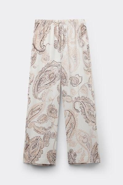Beige Get Noticed Linen And Viscose Pants, 5601_113K, large image number 3