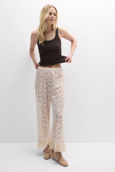 Beige Midsummer Dream Lace Pants, 5601_118K, large image number 1