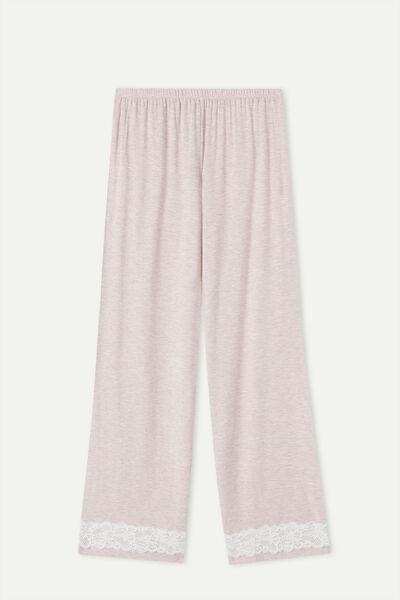 Intimissimi - Pink Full-Length Modal Trousers with Lace Details