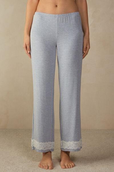 Blue Lace-Trimmed Trousers, , large image number 0