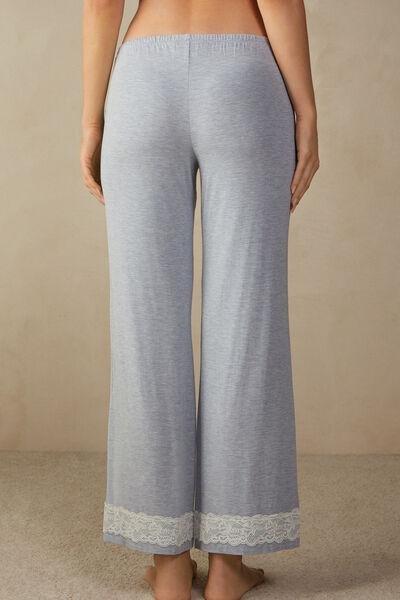 Blue Lace-Trimmed Trousers, , large image number 2