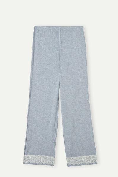 Blue Lace-Trimmed Trousers, , large image number 4