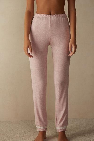 Pink Lace Details Trousers, , large image number 0