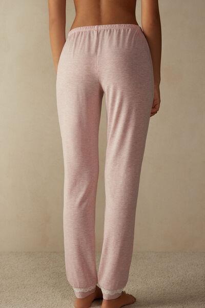 Pink Lace Details Trousers, , large image number 3
