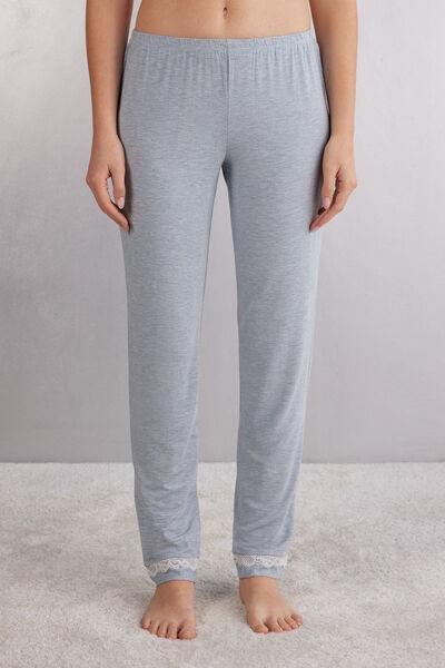 Blue Long Modal Trousers, 5601_009J, medium