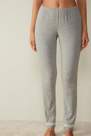 Grey  Long Modal Trousers With Lace Details