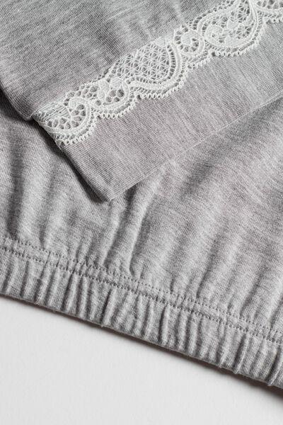Intimissimi - Light Grey Blend Long Modal Trousers With Lace Details, Women