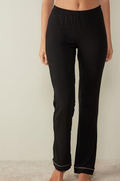 Black Long Micro modal Trousers, , large image number 0